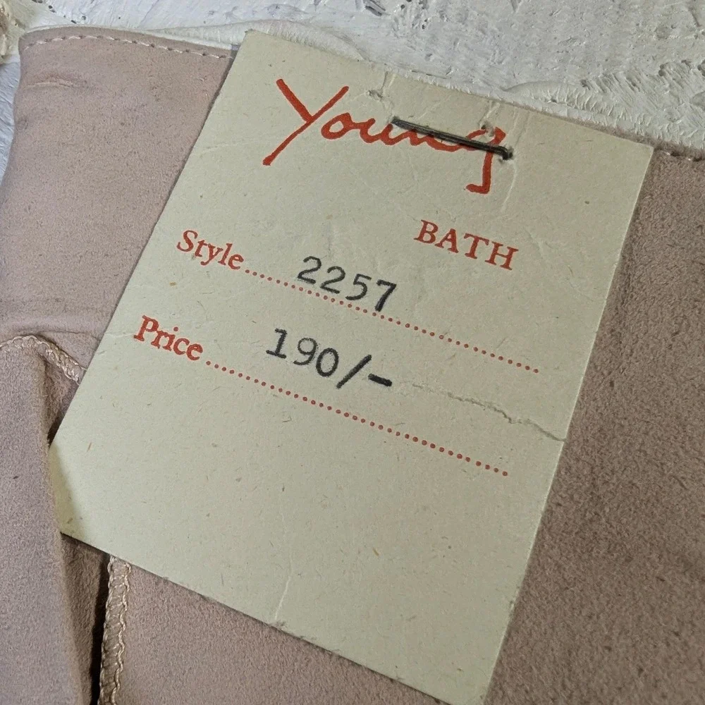 Youngs‎ Bath Leather Gloves S Tan Chevron Split Cuff Vintage READ